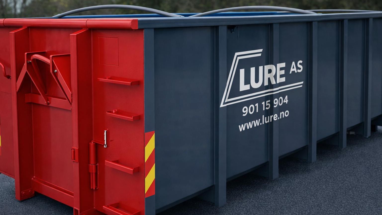 Rød og mørk grå container